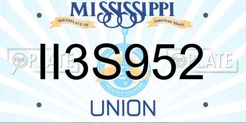 II3S952 Mississippi License Plate