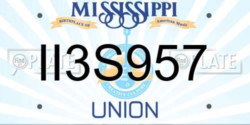 II3S957 Mississippi License Plate
