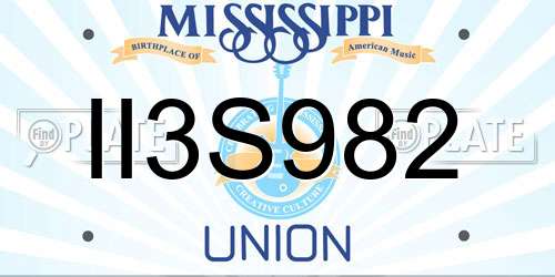 II3S982 Mississippi License Plate