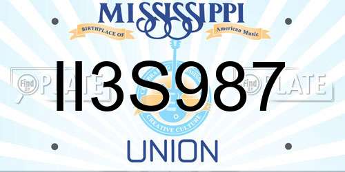 II3S987 Mississippi License Plate