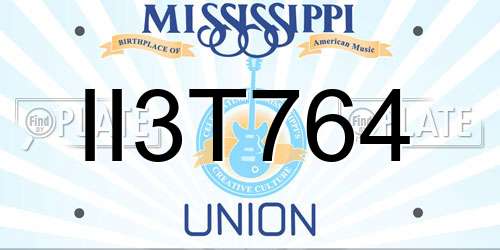 II3T764 Mississippi License Plate