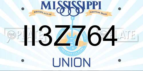 II3Z764 Mississippi License Plate