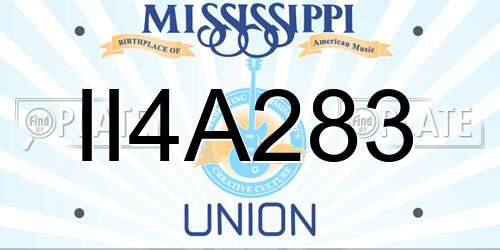 II4A283 Mississippi License Plate