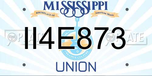 II4E873 Mississippi License Plate