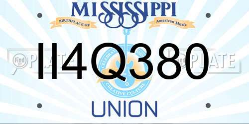 II4Q380 Mississippi License Plate