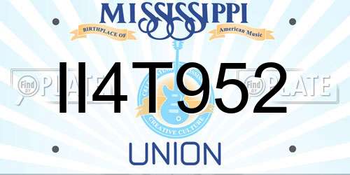 II4T952 Mississippi License Plate