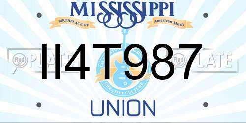 II4T987 Mississippi License Plate