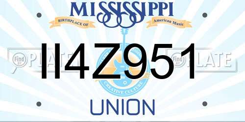 II4Z951 Mississippi License Plate