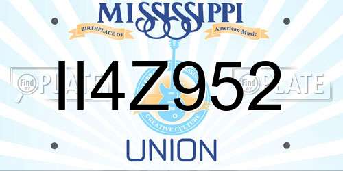 II4Z952 Mississippi License Plate