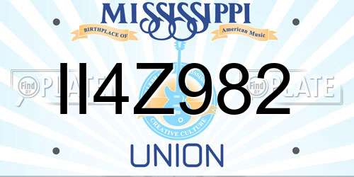II4Z982 Mississippi License Plate