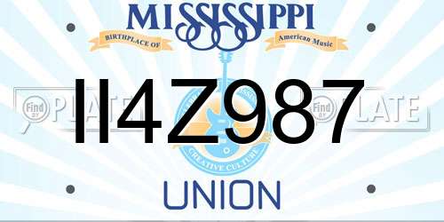 II4Z987 Mississippi License Plate