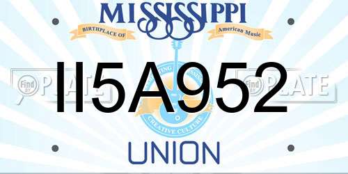 II5A952 Mississippi License Plate