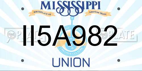 II5A982 Mississippi License Plate