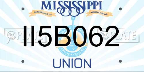 II5B062 Mississippi License Plate