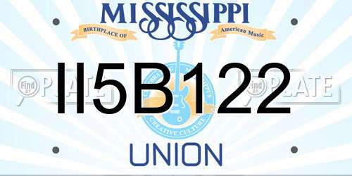 II5B122 Mississippi License Plate