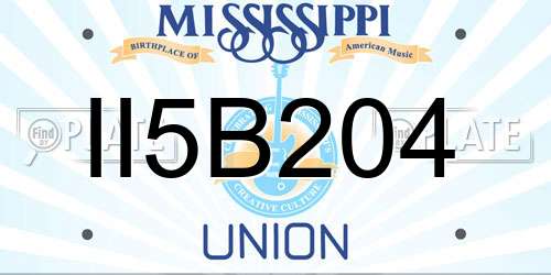 II5B204 Mississippi License Plate