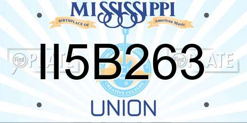 II5B263 Mississippi License Plate