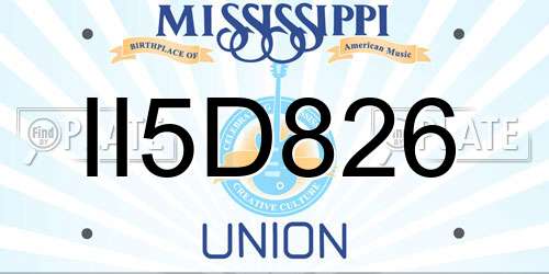 II5D826 Mississippi License Plate