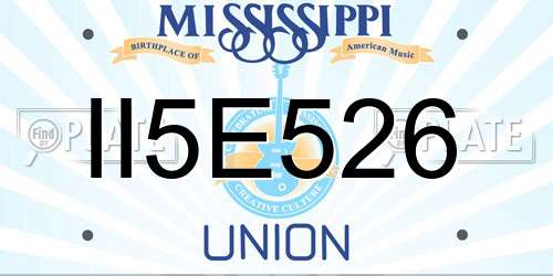 II5E526 Mississippi License Plate
