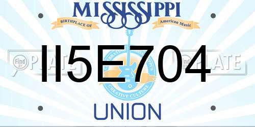 II5E704 Mississippi License Plate