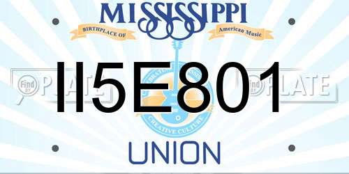 II5E801 Mississippi License Plate