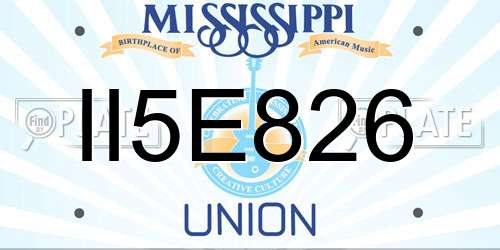 II5E826 Mississippi License Plate