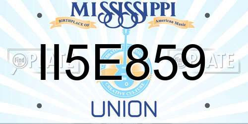 II5E859 Mississippi License Plate