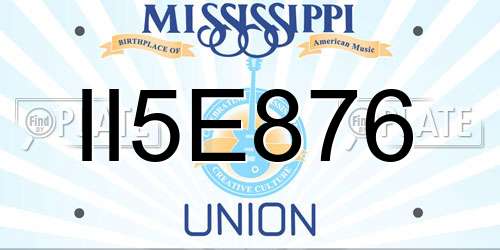 II5E876 Mississippi License Plate