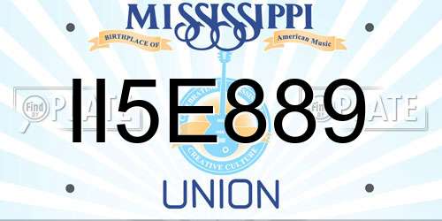 II5E889 Mississippi License Plate