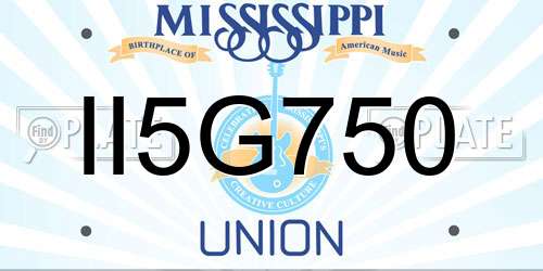 II5G750 Mississippi License Plate