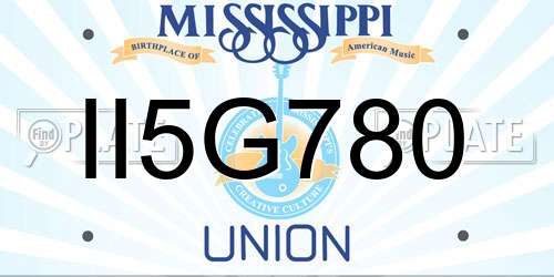 II5G780 Mississippi License Plate
