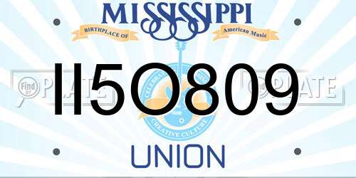 II5O809 Mississippi License Plate