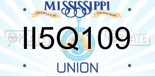 II5Q109 Mississippi License Plate