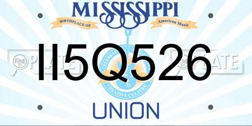 II5Q526 Mississippi License Plate