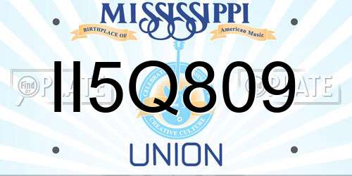 II5Q809 Mississippi License Plate
