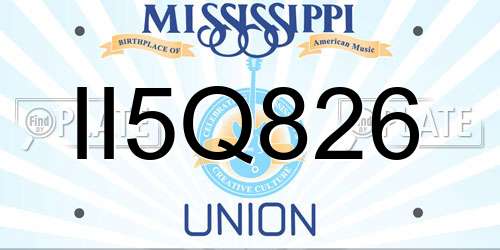 II5Q826 Mississippi License Plate