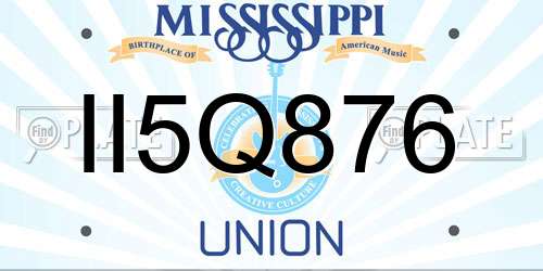 II5Q876 Mississippi License Plate