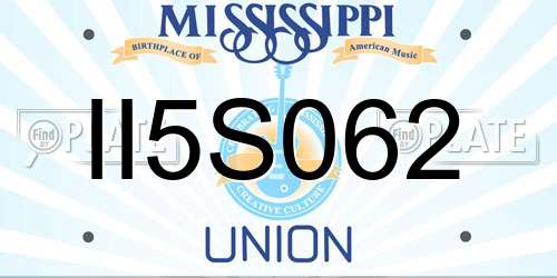 II5S062 Mississippi License Plate