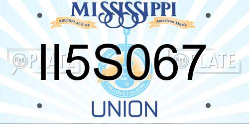 II5S067 Mississippi License Plate