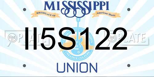 II5S122 Mississippi License Plate