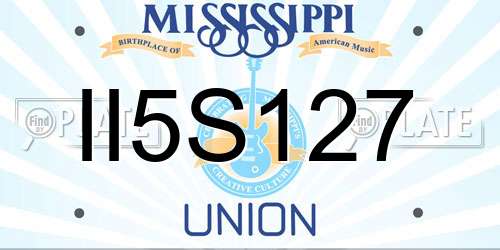II5S127 Mississippi License Plate