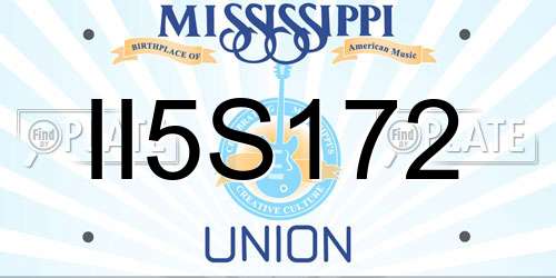 II5S172 Mississippi License Plate