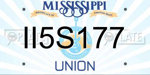 II5S177 Mississippi License Plate
