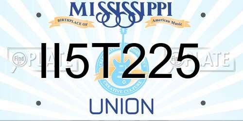 II5T225 Mississippi License Plate