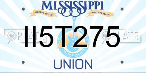 II5T275 Mississippi License Plate