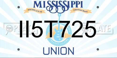 II5T725 Mississippi License Plate