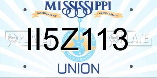 II5Z113 Mississippi License Plate