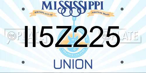 II5Z225 Mississippi License Plate