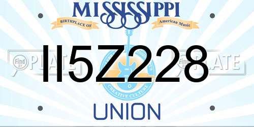 II5Z228 Mississippi License Plate