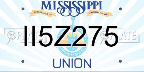 II5Z275 Mississippi License Plate